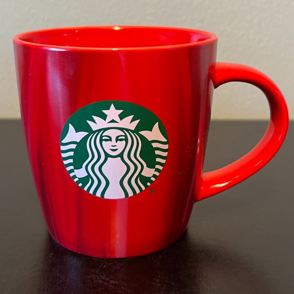 STARBUCKS Coffee Mermaid Siren Logo Vertical Marbleized Red Ceramic Mug Cup 2022